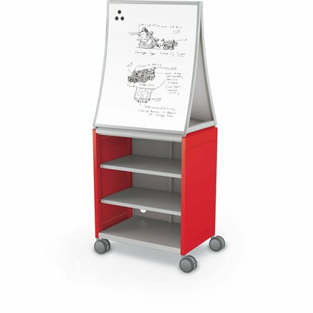 MOORECO Compass Cabinet Midi H2 With Ogee Dry Erase Board Red 72.1in H x 28.4in W x 19.2in D B2A1C1D1B0